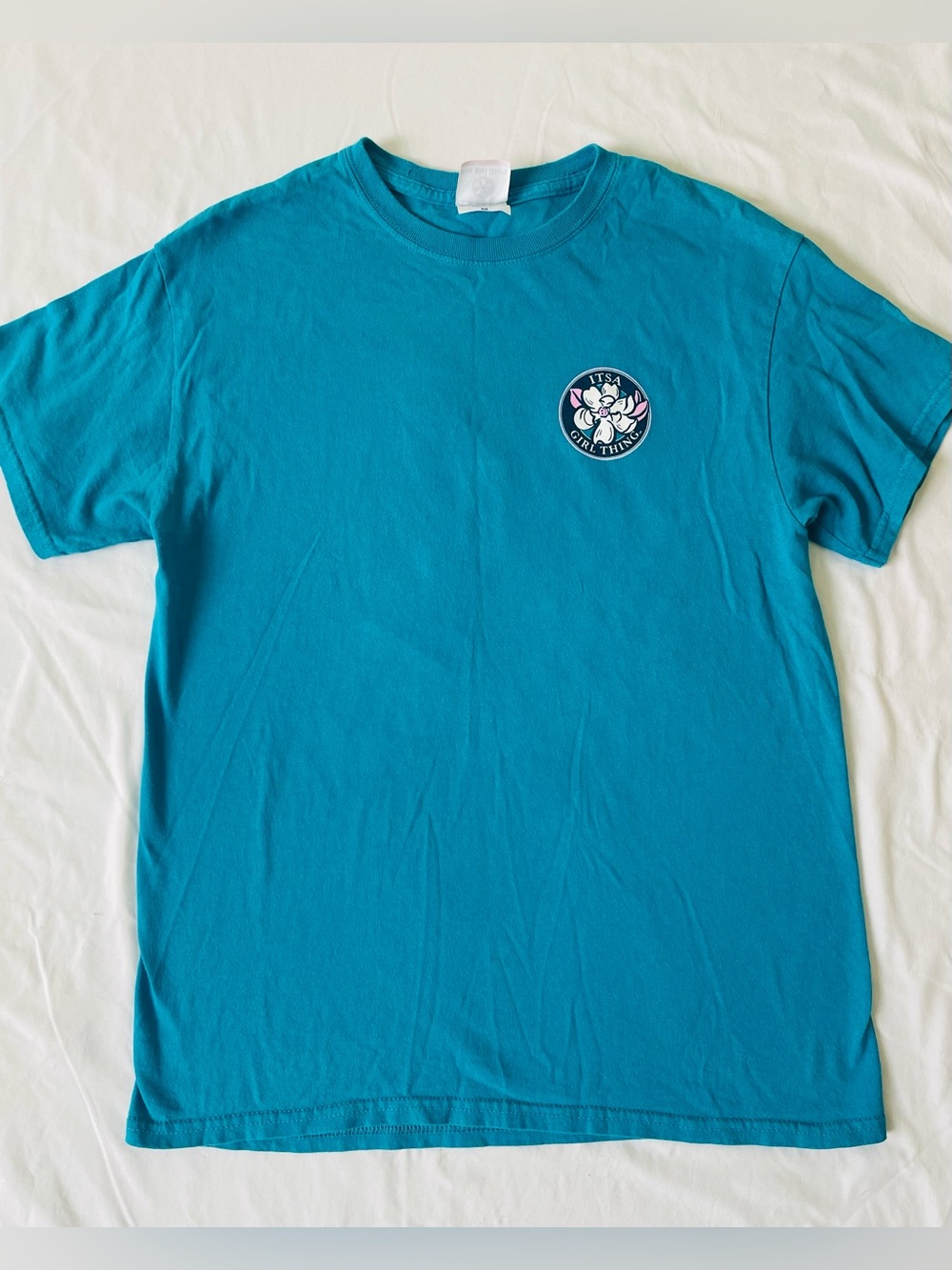 It’s A Girl Thing Womens Size M Flip Flop Summer Short Sleeve Teal Aqua T-Shirt